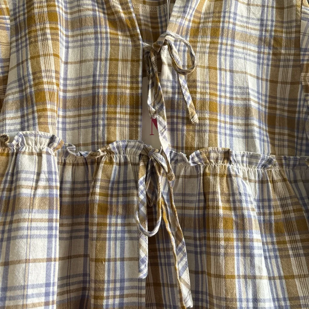 So Me Plaid Blouse in Brown and Cream Size L - Image 6