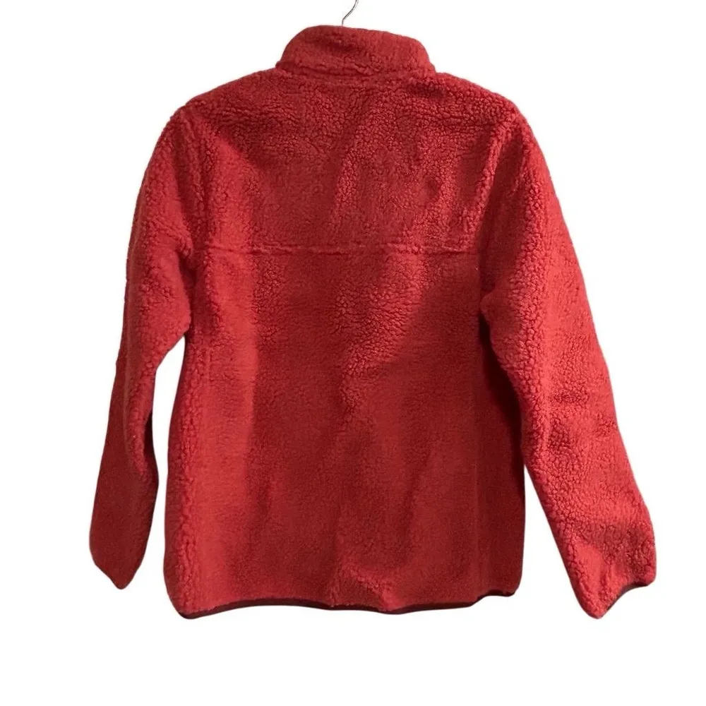 Lands' End Women Sherpa Jacket Red Size S Full Snap Button Closure w/Pockets - Image 3