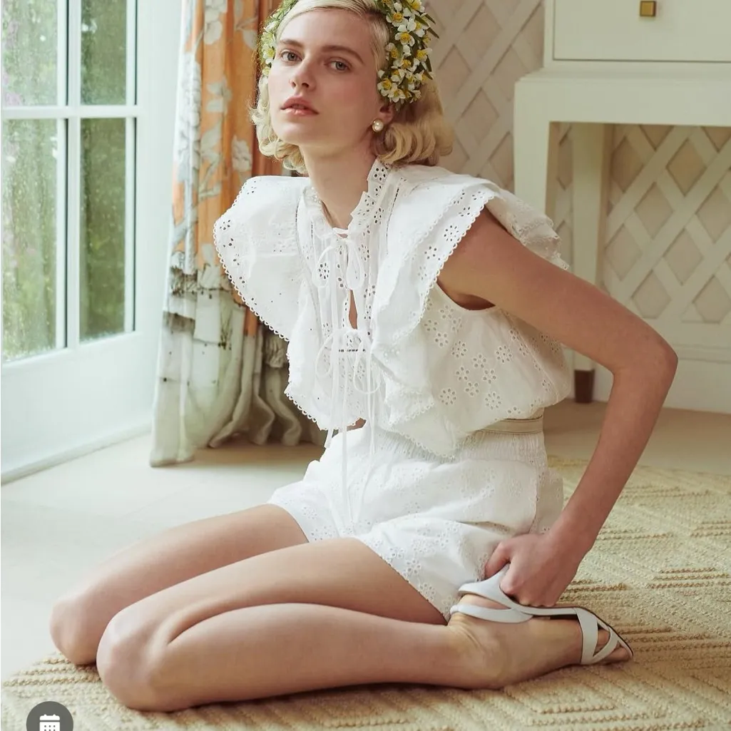 NWT HILL HOUSE HOME The Eyelet Livie Nap Shorts in White Eyelet - Image 2