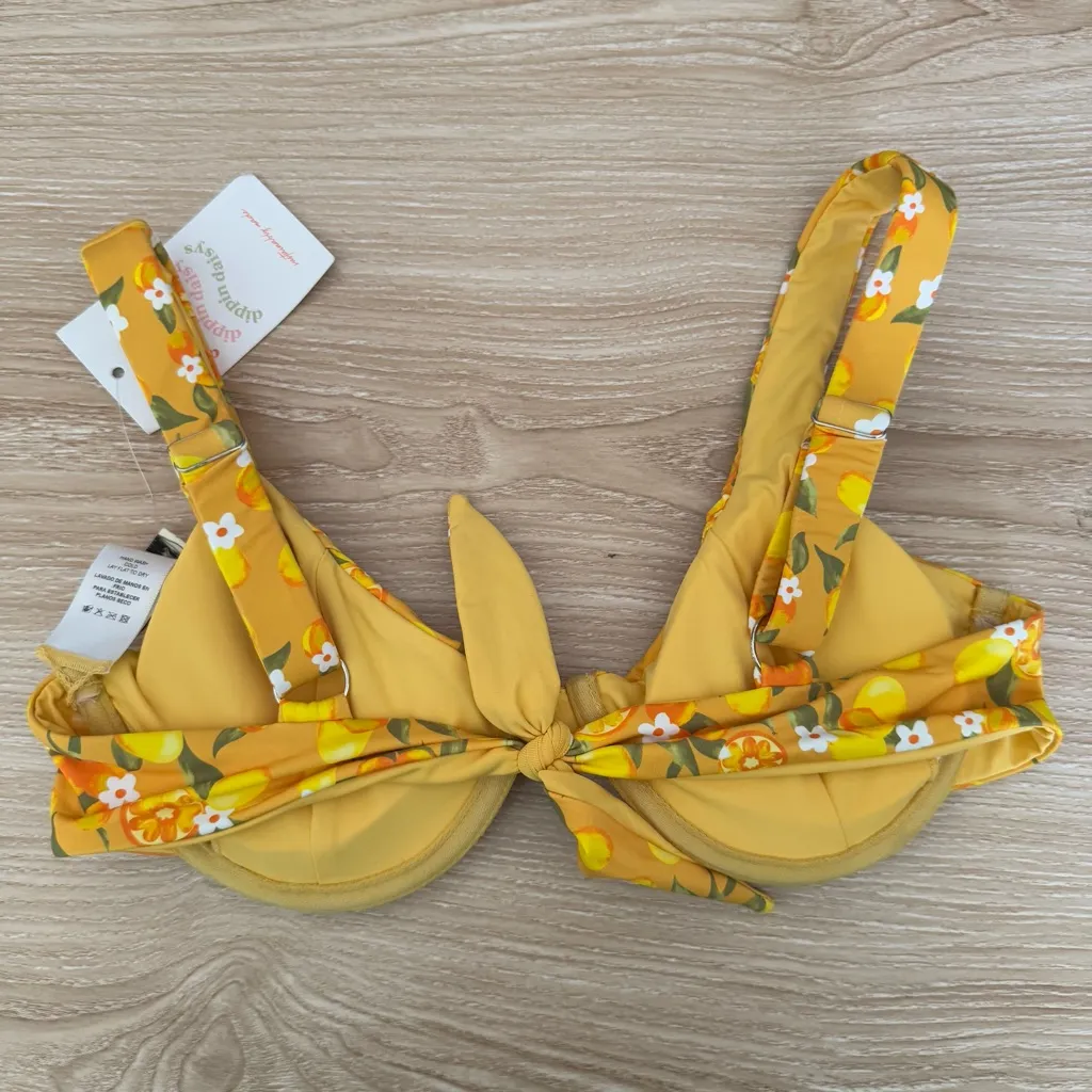 Dippin’ Daisy XS/Large NEW Roma Bikini Set Tie Yellow Lemons Floral High Waist - Image 10