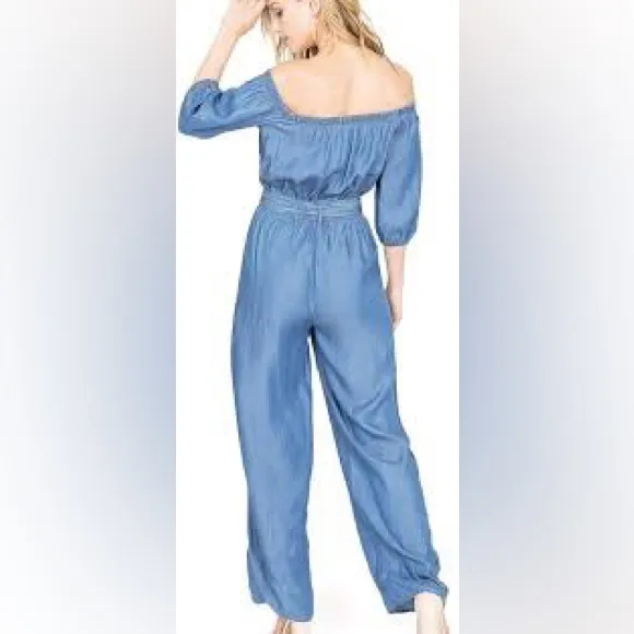 Haute Monde Blue Off-Shoulder Jumpsuit - Image 2