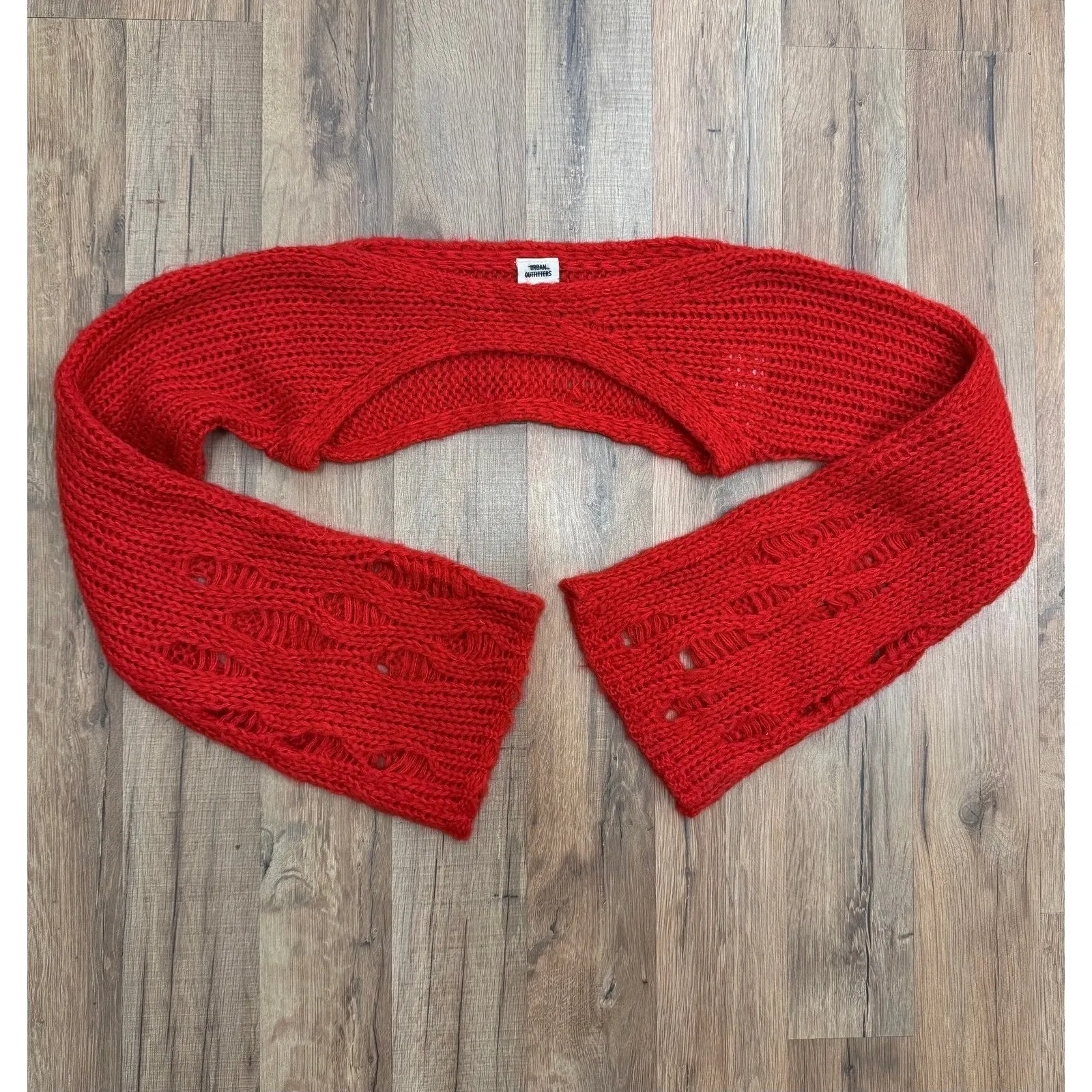 Urban Outfitters Red Knit Shrug Bolero XS Cropped Long Sleeve Acrylic - Image 2