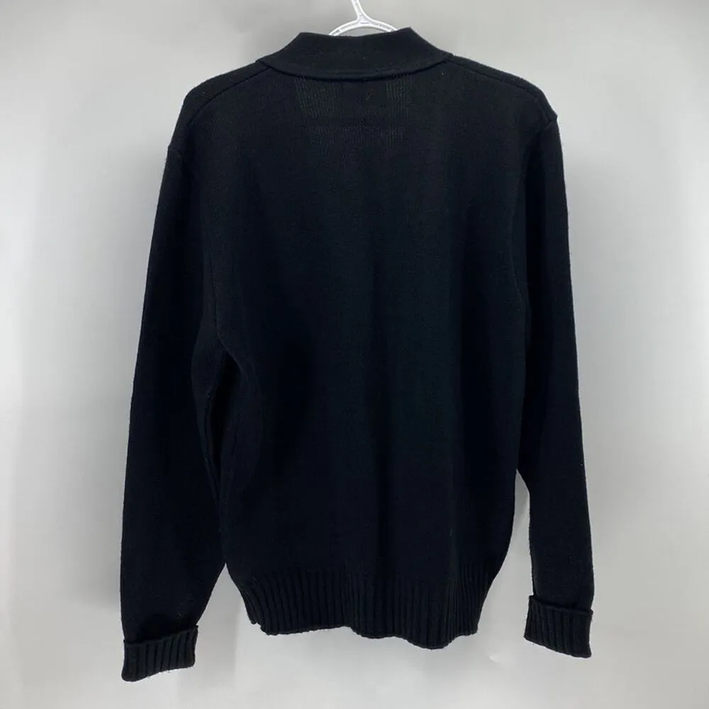 Vintage heavy knit HAN sorority letterman black pink grandpa cardigan Barbie Size L - Image 6