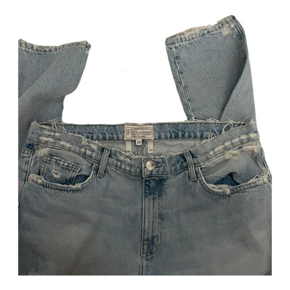 Current/Elliot Women's The Fling Alta Destroy 100% Cotton Ripped Jeans Size 32 Blue - Image 6