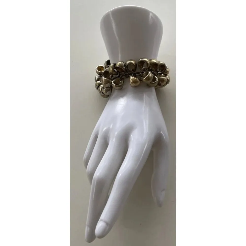 Vintage Lia Sophia Bracelet CHA CHA CHA Chunky Brushed Gold Tone Links Sz 7” - Image 7