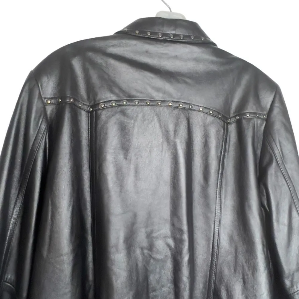 Pendleton Black Leather Jacket‎ with Studs - Image 6