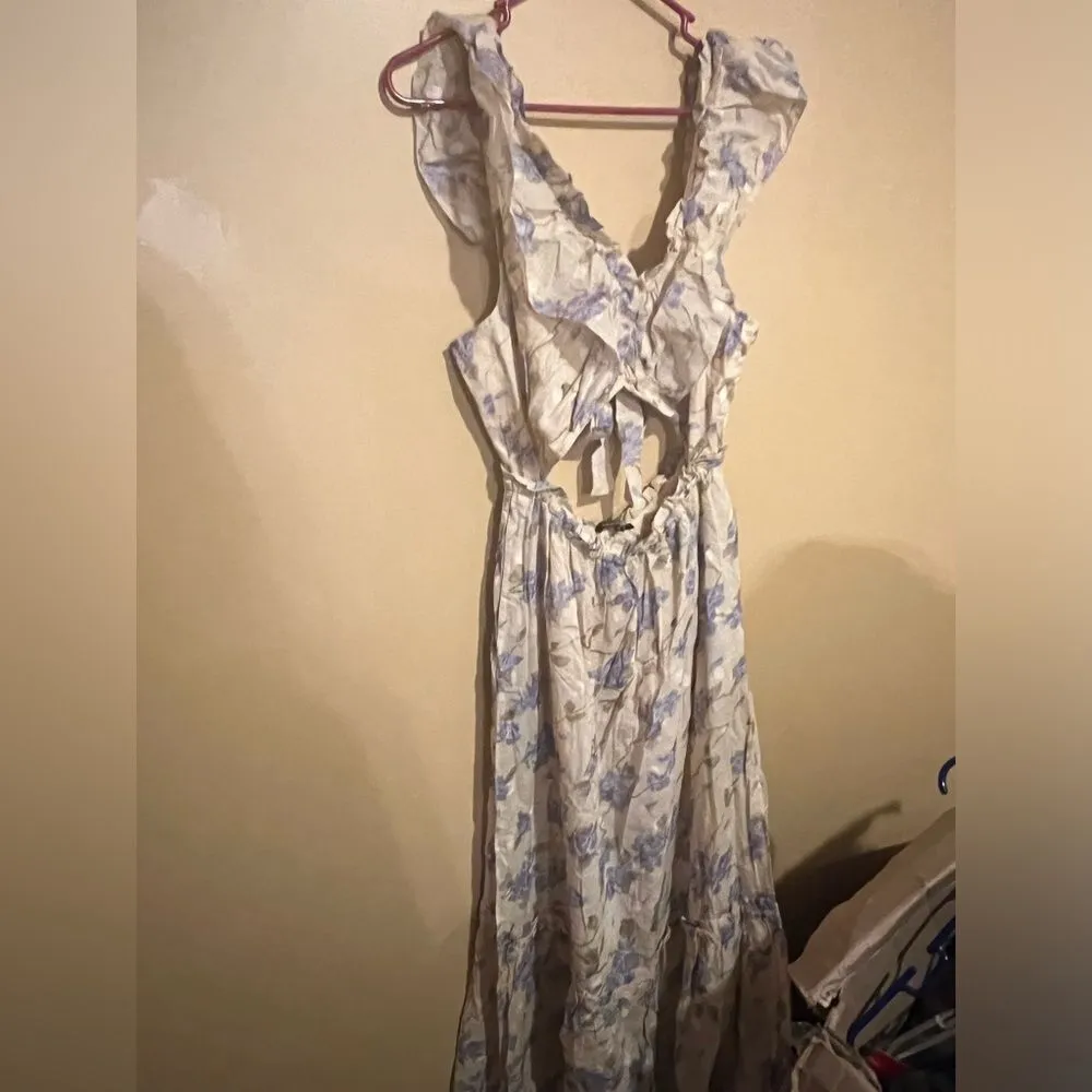 Anthropologie love Sam floral cut out dress small - Image 5