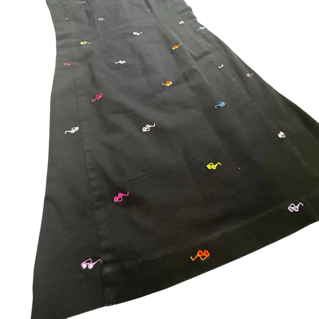 Vintage Rafaella Little Black Dress Y2K Unique Embroidered Colorful Sunglasses M - Image 3