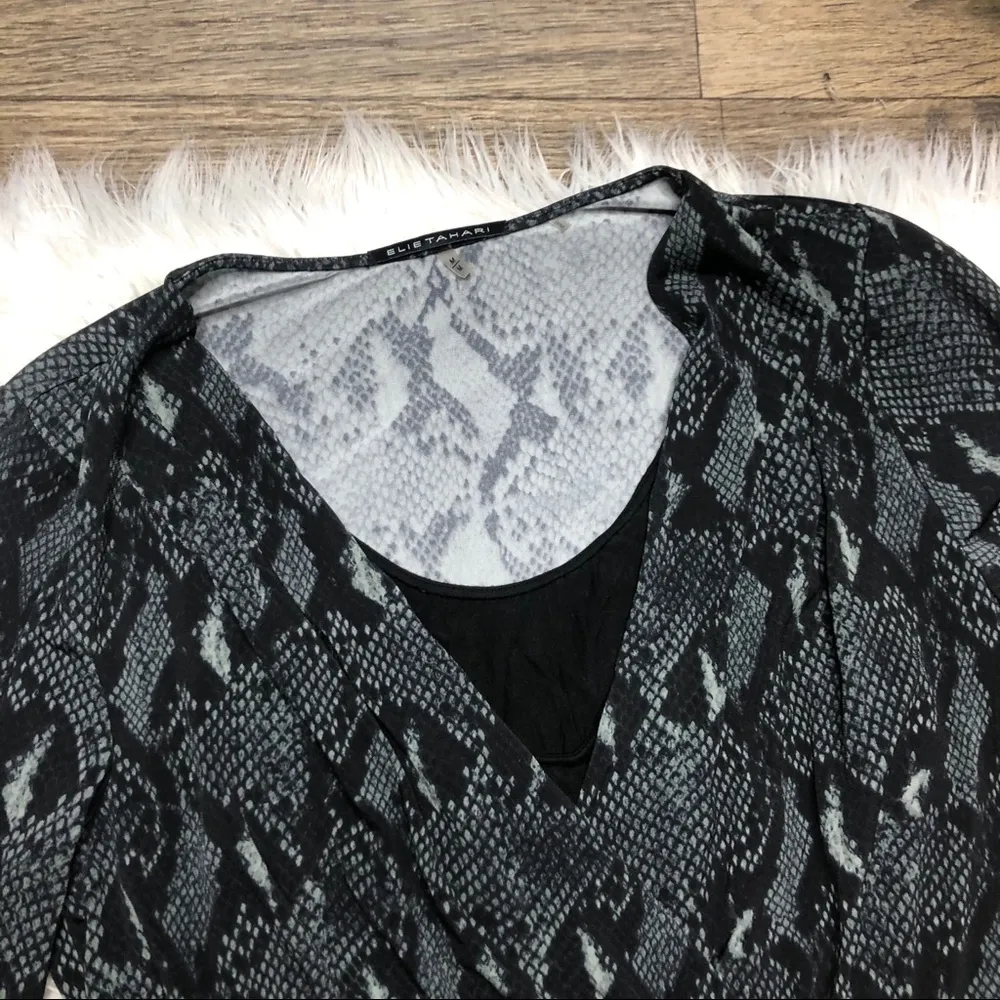 Elie Tahari Reptile Snakeskin Midi Wrap Dress size medium - Image 2