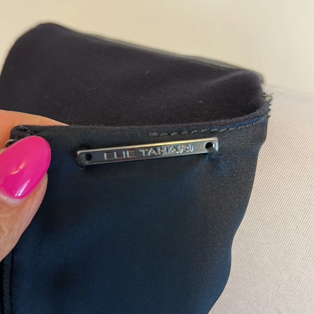 Elie Tahari Black Marsala Leather Ponte Dress - Image 9