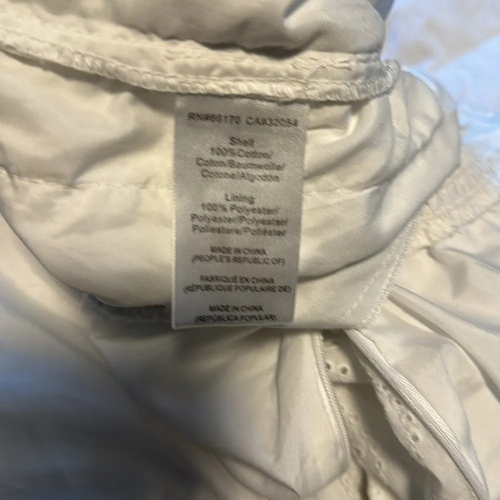 Hutch Anthropologie  White Puff Sleeved Smocked-Waist Eyelet Jumpsuit, XL - Image 8