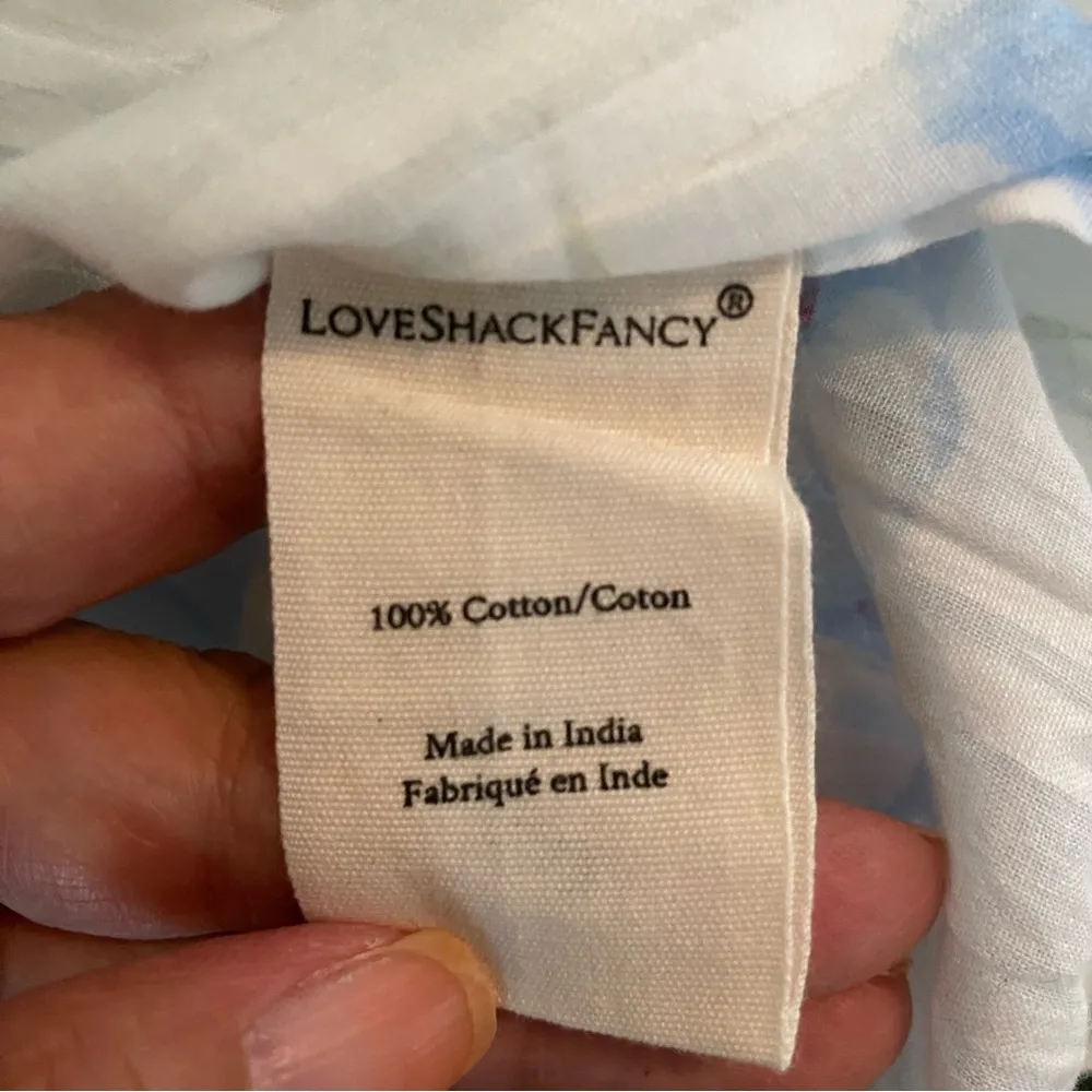 LoveShack Fancy XS Light Blue & White Floral Crop Blouse - Image 14