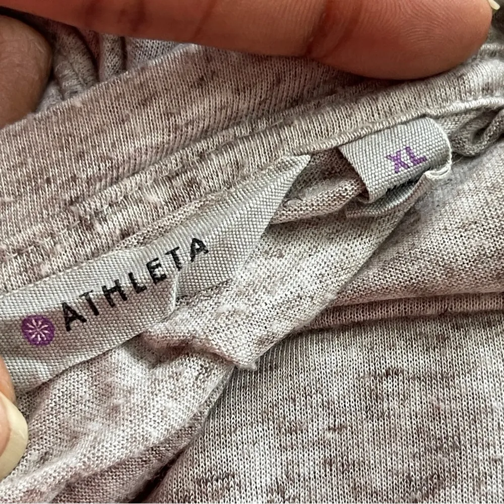 ATHLETA | Heather Gray Moonlight Mile Linen Blend Long Sleeve Tee - Sz XL - Image 4
