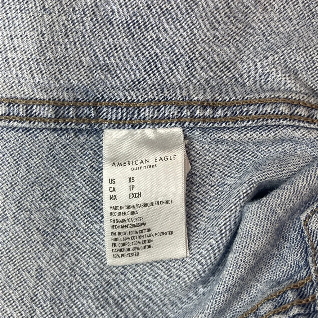 American Eagle Outfitters Denim Jacket with Gray Hood - Image 10