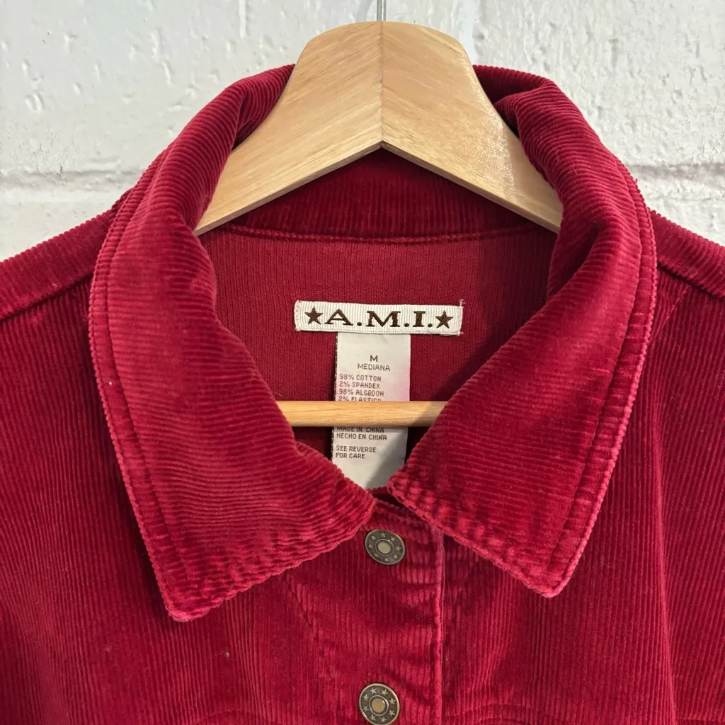 Vintage AMI red corduroy jacket Size M - Image 2