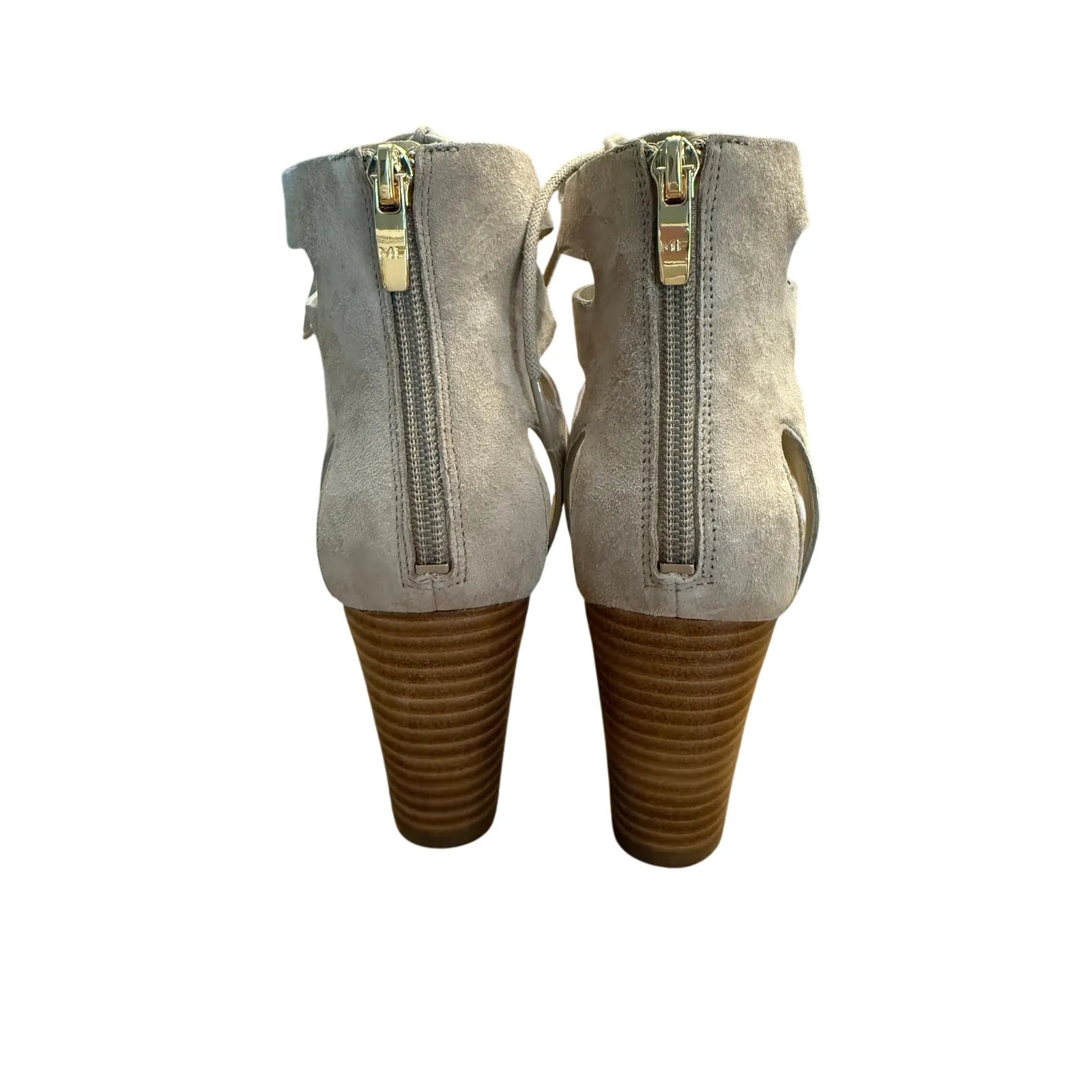 Marc Fisher Paradox Lace Up Block Heel Sandals Women’s Sz 10 Light Natural Suede - Image 7