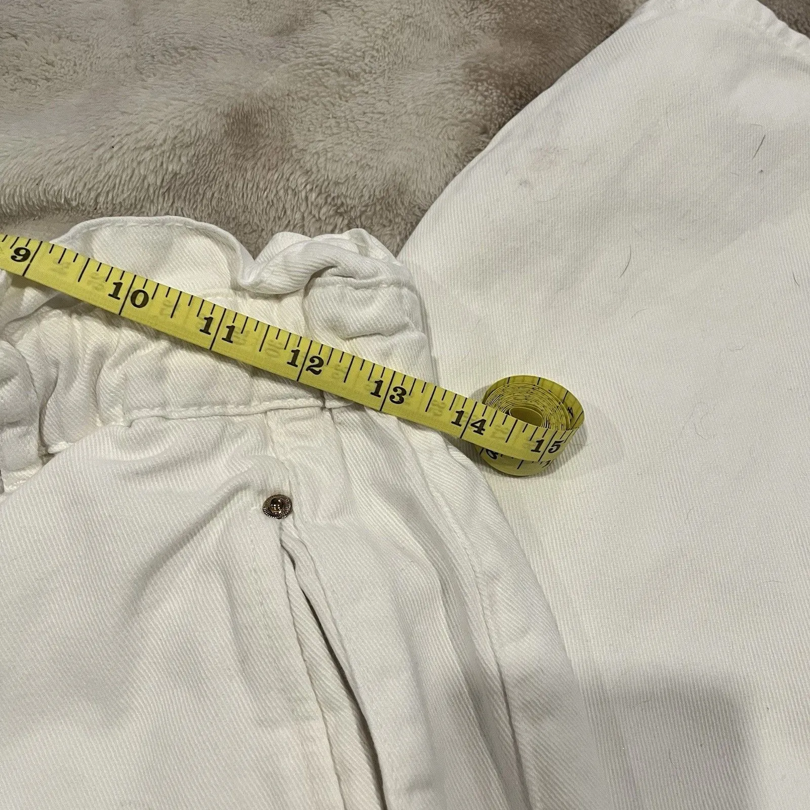 Zara Women's Size 10 White Baggy Fit Paperbag Ankle Jeans See Pics For Wear - Image 5