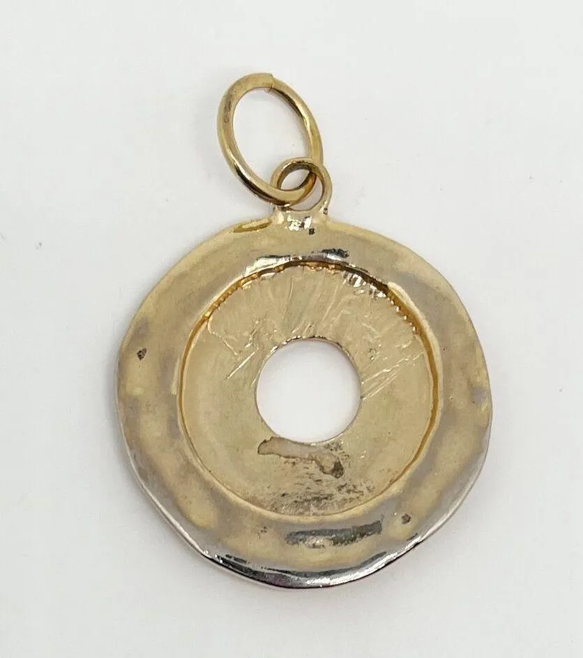 Vintage 80s Gold Tone Circle Medallion Pendant for Necklace - Image 2