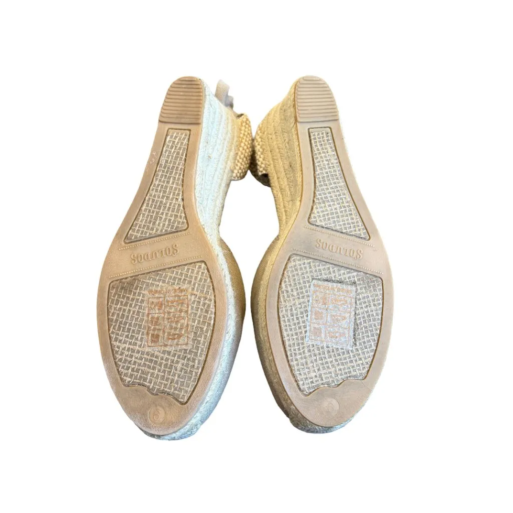 Soludos Espadrille Wedge Shoes Round Toe Ankle Tie Neutral Heels Size 9 Women's - Image 6
