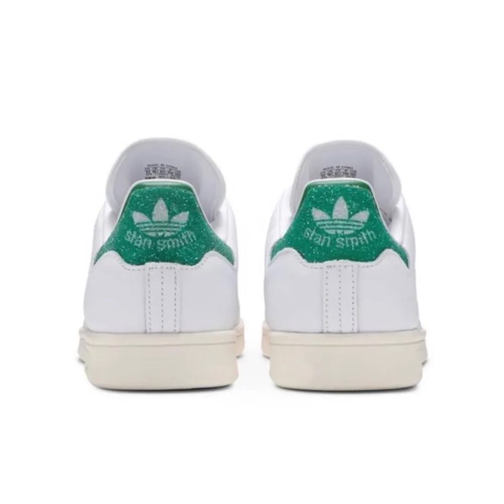 Adidas Stan Smith Swarovski Crystals Sneakers White Green Size 5 Sparkly Leather - Image 3