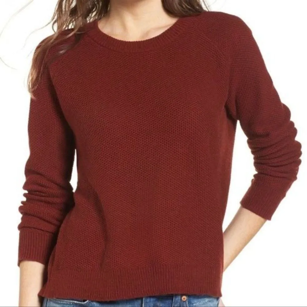 Madewell Province Tulip Hem Split Back Long Sleeve Sweater in Mahogany XS - Image 41