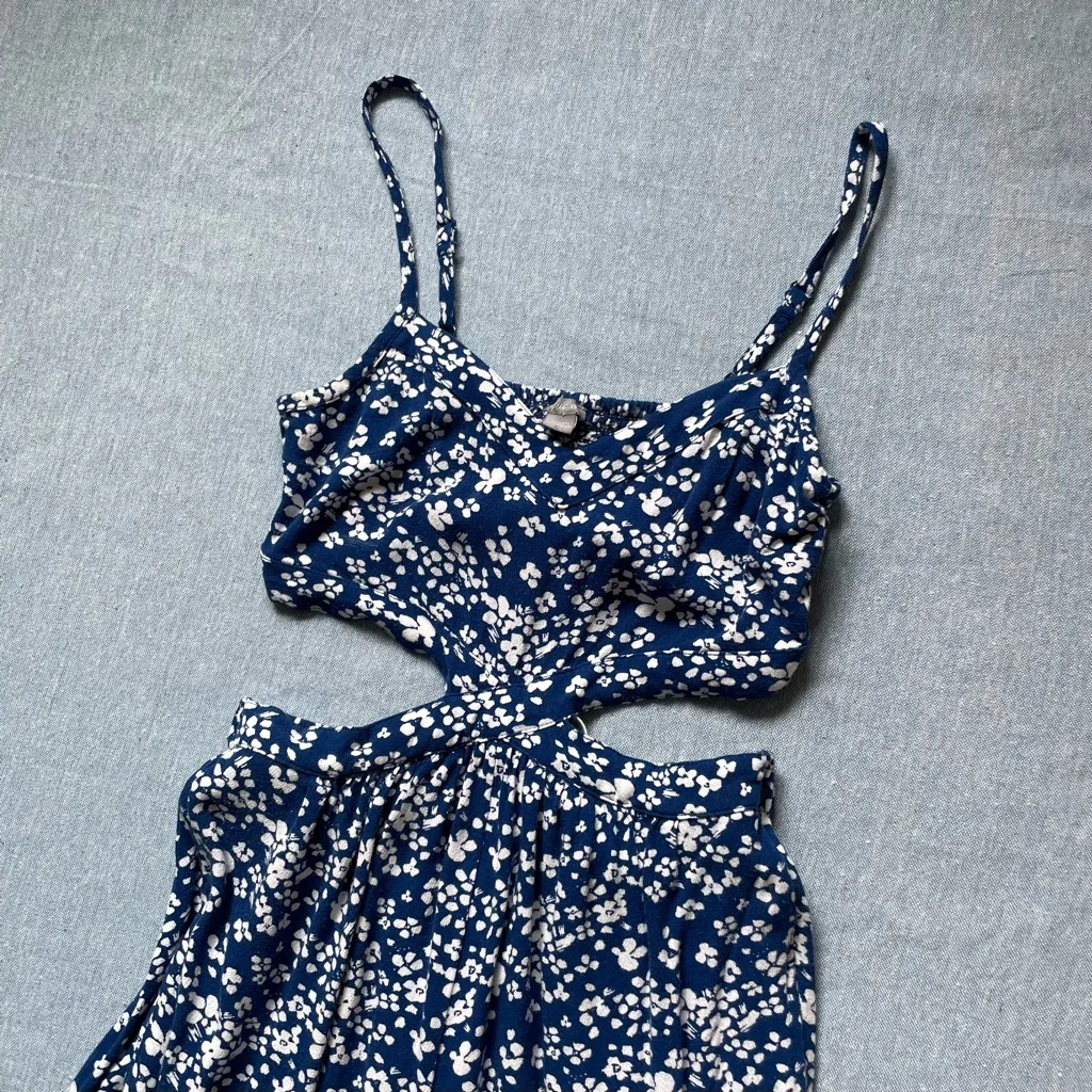 Aerie Floral Cut Out Waist Wide Leg Jumpsuit Size XS - Image 4