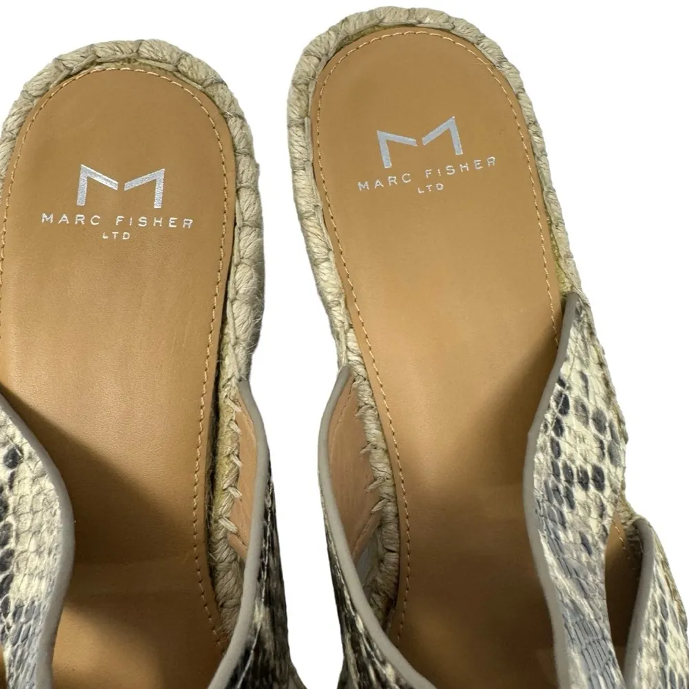 Marc Fisher Robynn Leather Snakeskin Espadrille Wedge Sandals Size 8 - Image 9