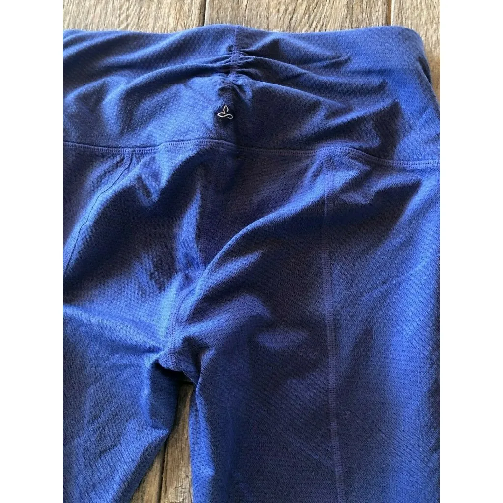 Prana Knicker Misty Crop leggings Small Jacquard Royal blue Ruched yoga‎ Pants - Image 9