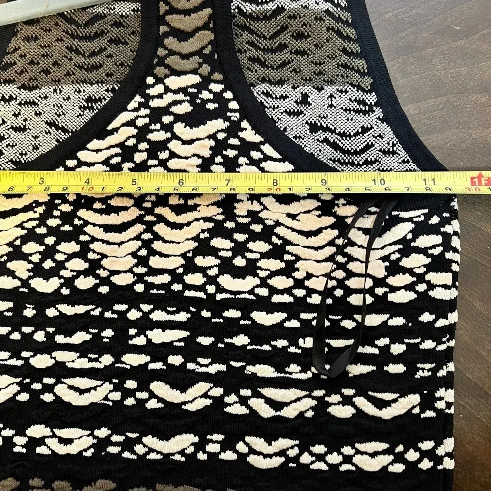 RONNY KOBO Knit Dress Bodycon Stretchy Black Cream Green Mini Tank Razor XS - Image 8