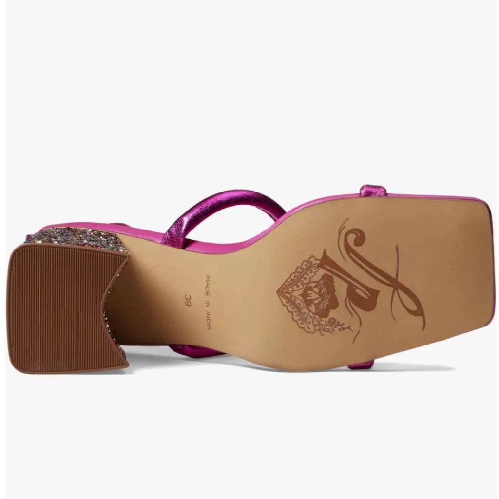 NEW Free People  Parker Chain Heel Color:Magenta Metallic Magenta Pink - Image 6