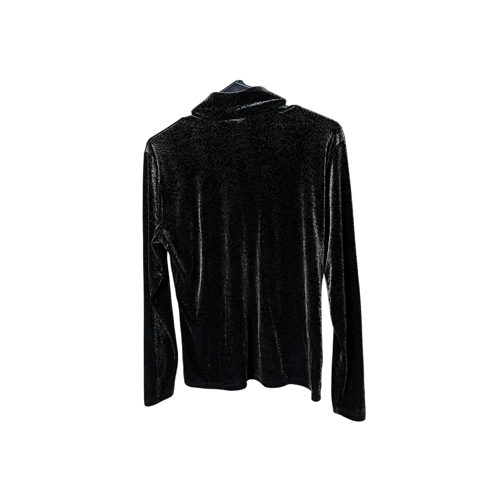Christie Jill Black Metallic Textured Mock Neck Long Sleeve Top Women M Size M - Image 4