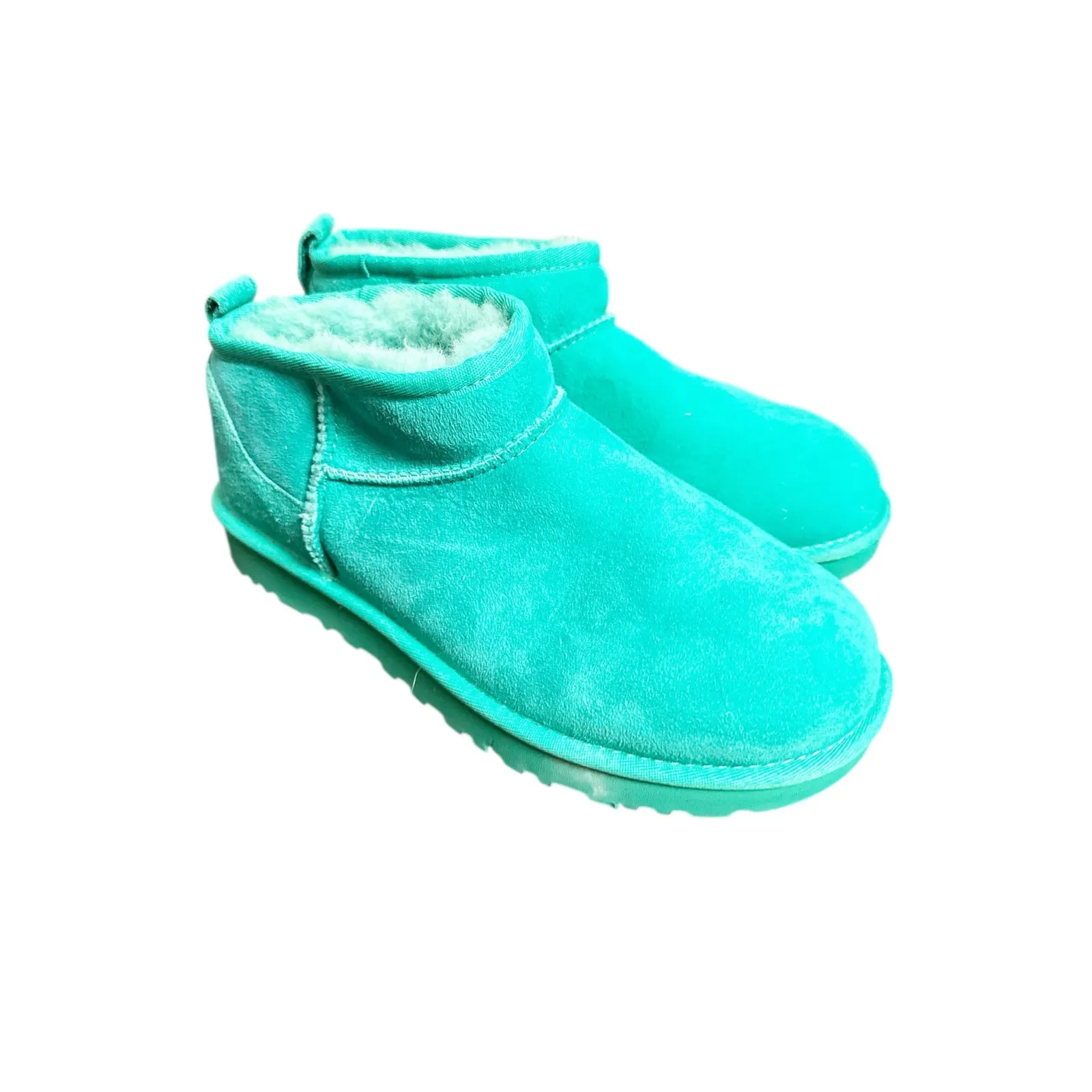 Ugg Classic Ultra Mini Emerald Green Suede Sheepskin Booties Women’s Size 8 - Image 2