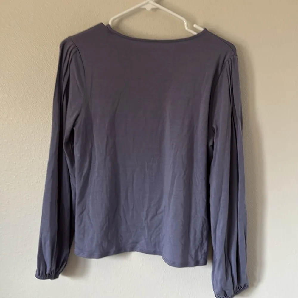 NWT Garnet Hill Pintuck Puff-Sleeve Knit Top Blouse Shirt Lavender Small - Image 8
