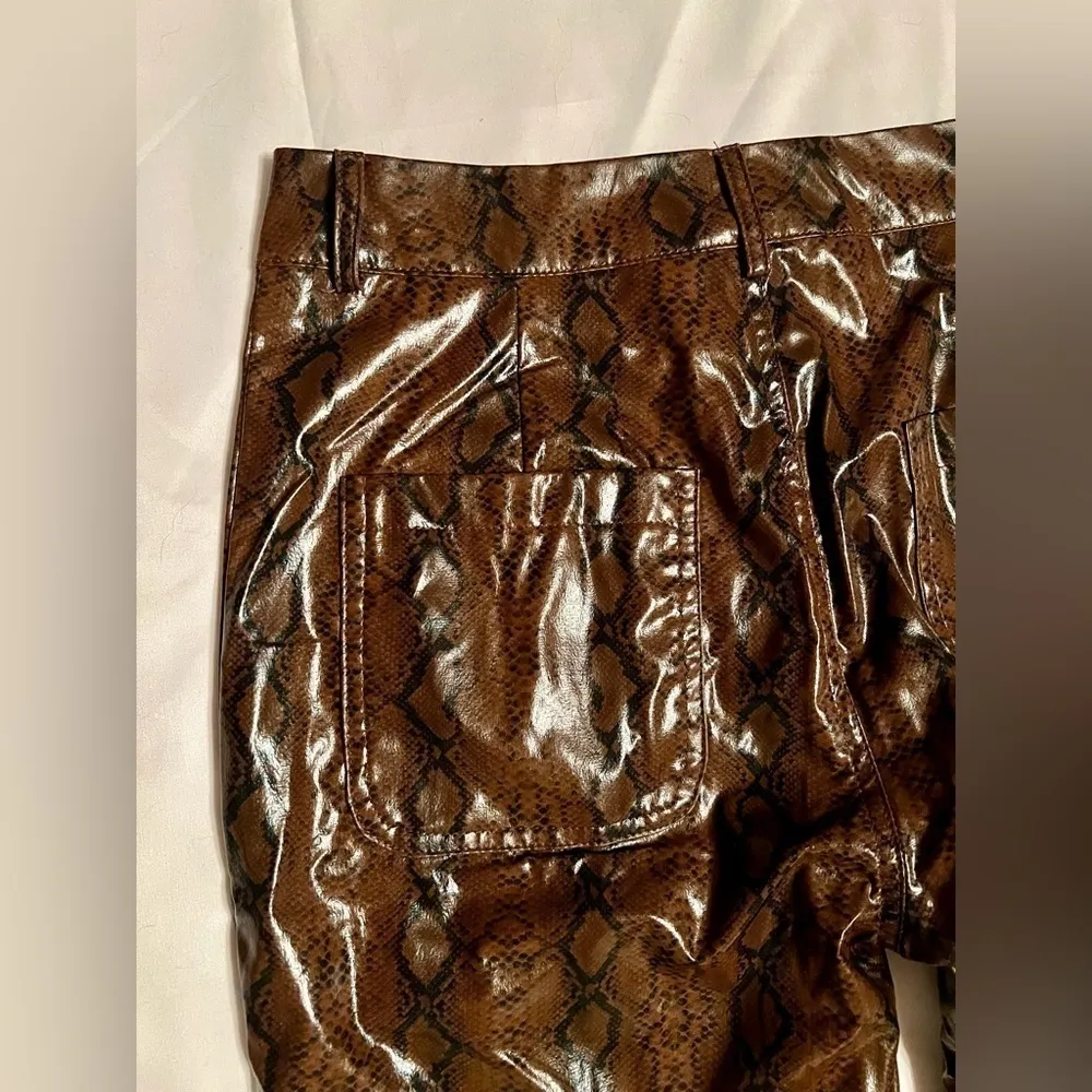 PrettyLittleThing Brown Faux Leather Snakeskin Straight Leg Pants 4 - Image 9