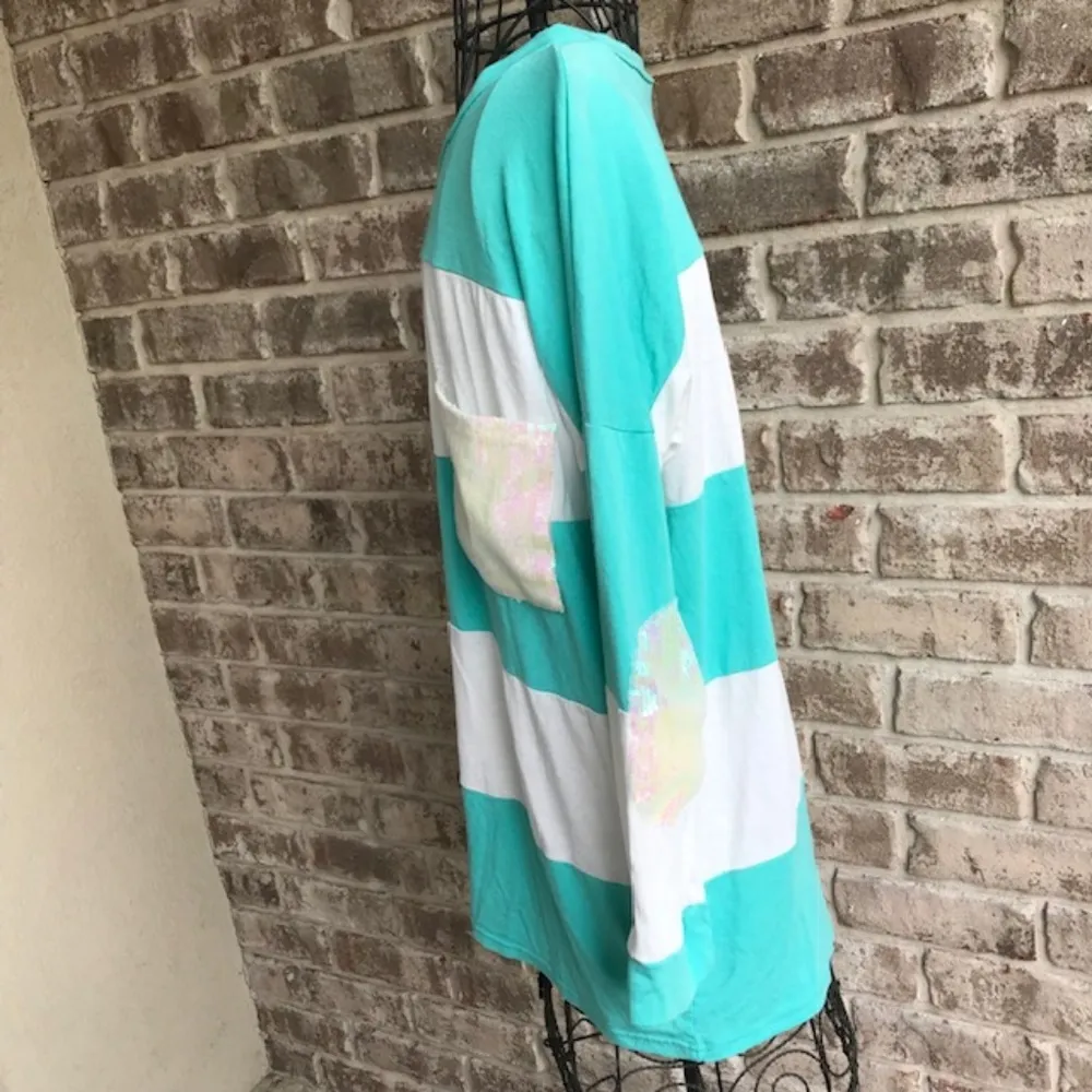 Pink Owl Apparel Color Block Top Sequins Retro - Image 5