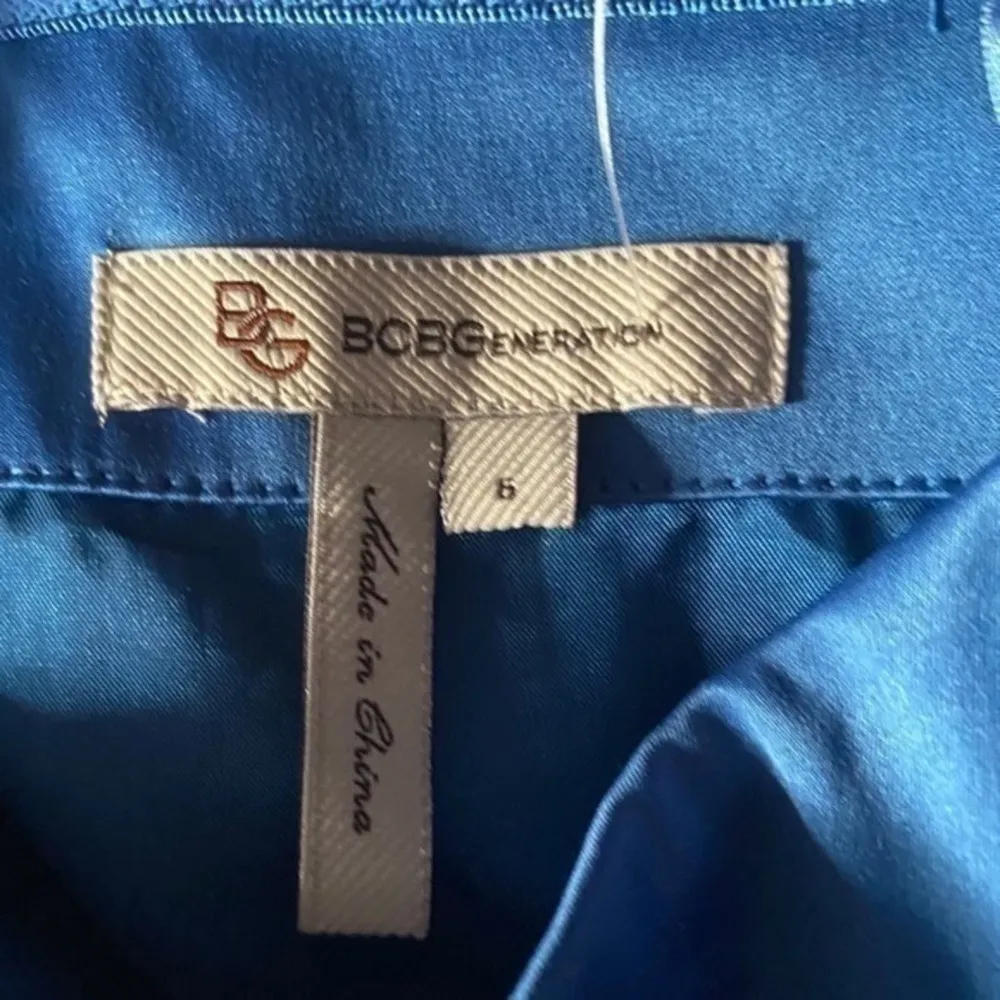 BCBGeneration Blue Chiffon One Shoulder Dress 6 - Image 3
