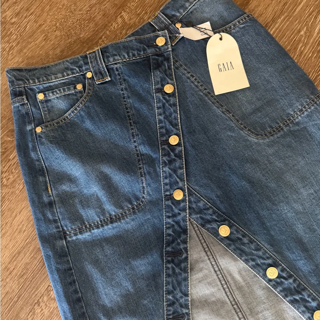 Gap x Cult Gaia Asymmetrical Denim Maxi Skirt Indigo Size 29 US 8 New with tags Blue - Image 6