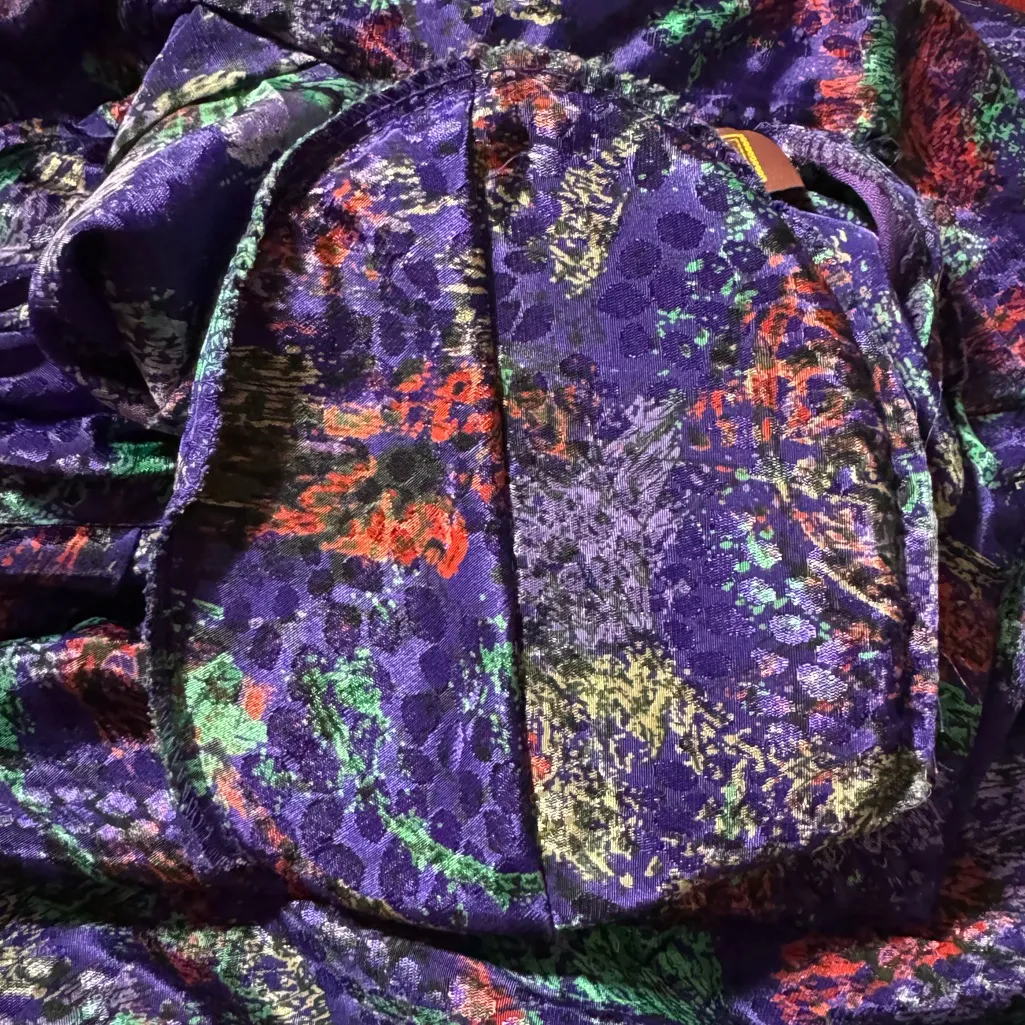 Vintage Abstract High Neck Blouse Jewel Tone Academia Size 14‎ Purple - Image 8