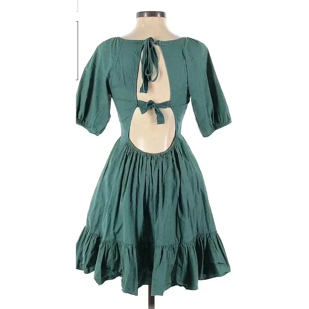 Peter Som Green Cotton Mini Dress size 10 - Image 2