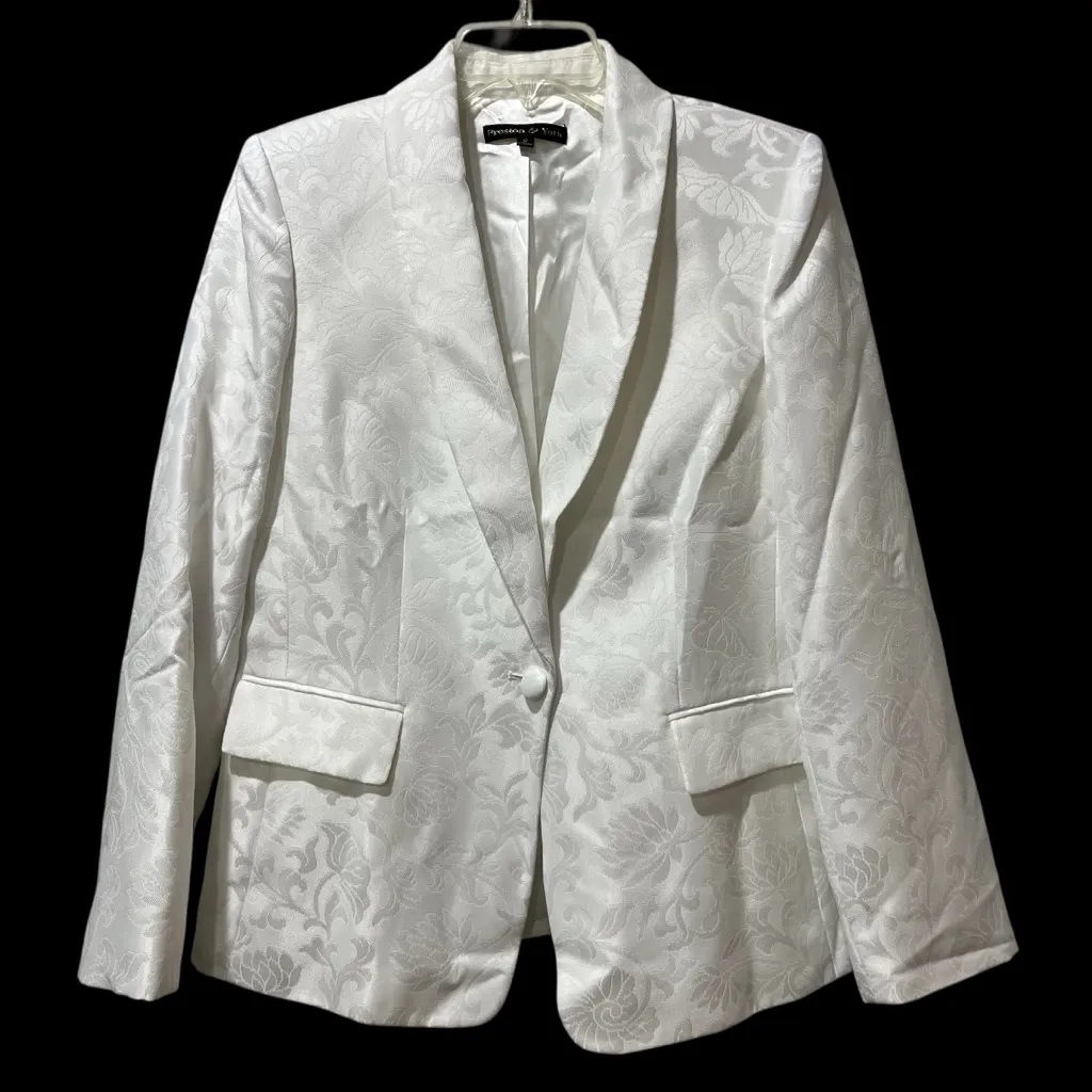NEW Preston and York blazer Jacket Brocade White Size 12 Party Holiday Cocktail - Image 2