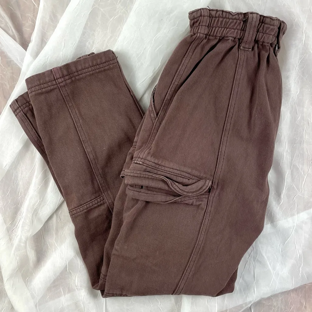 PACSUN Unisex Men Women Brown Cargo Cotton Skate Grunge Utility Denim Pants XS - Image 10