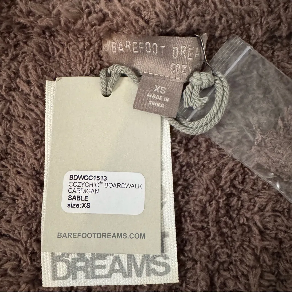 NWT Barefoot Dreams CozyChic Boardwalk Cardigan Sable Brown Women Size XS Lounge - Image 6