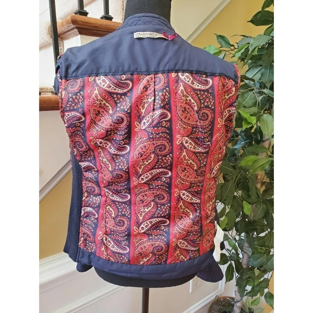 Stradivarius Navy Coat Full Zip Size Small - Image 8