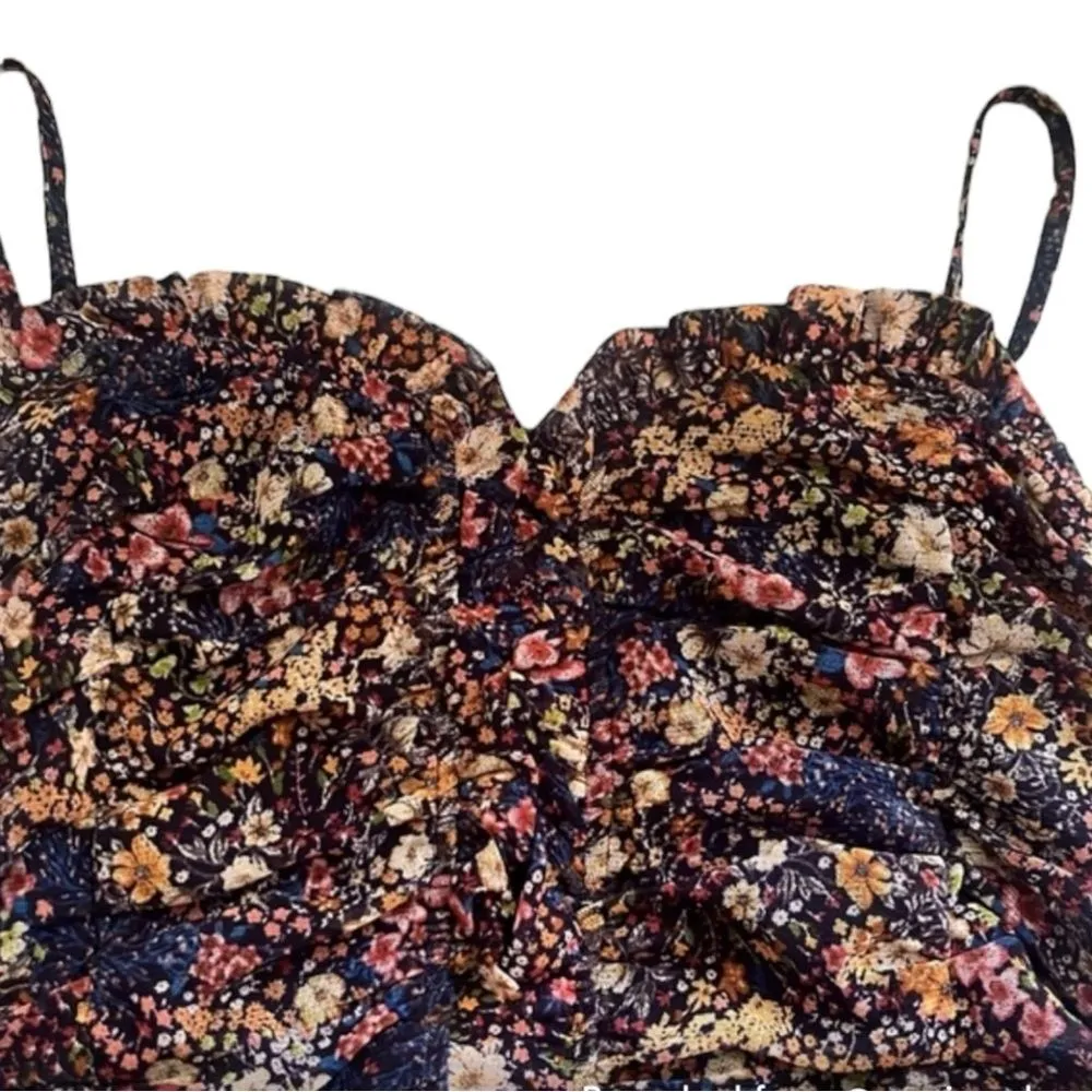 Dress Forum Los Angeles Floral Mesh Ruffle Crop Top Size Large Juniors Feminine - Image 4