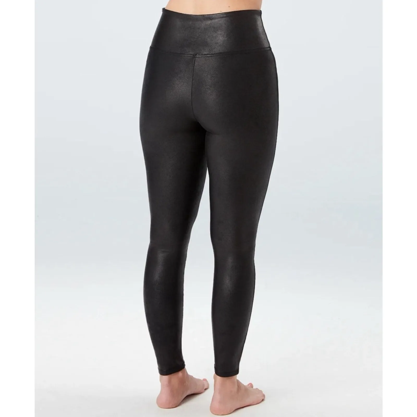 Spanx Black Faux Leather Slimming High Waist Ankle Leggings Pants Womens XL - Image 8