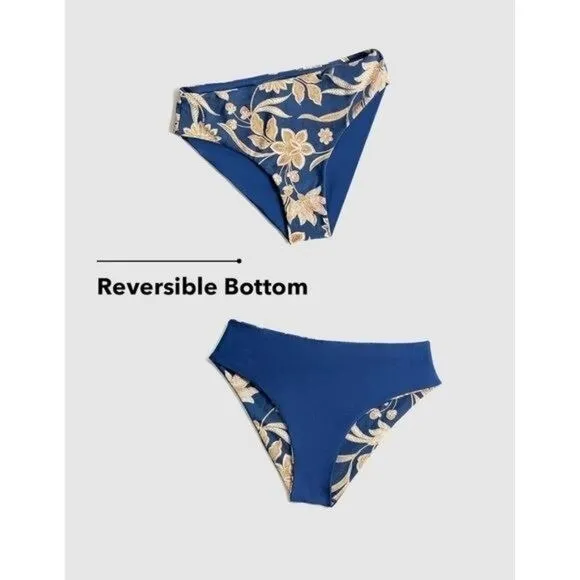 NEW Cupshe Blue and Orange Paisley Floral Print Bikini Resort Coastal Vacation S - Image 11