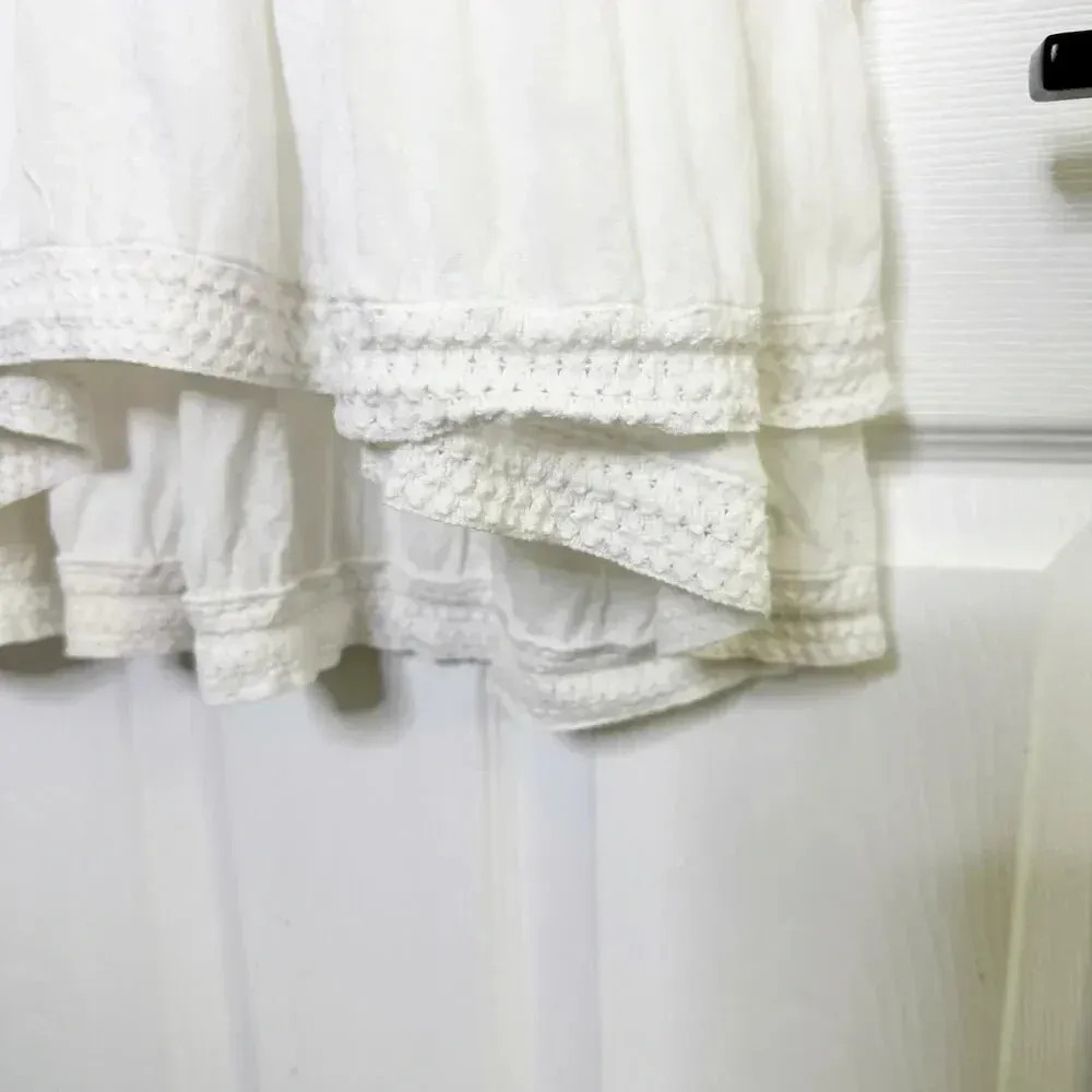 POUPETTE St. Barth Size S White Sasha Crochet Pleated Flutter Sleeve‎ Mini Dress - Image 5