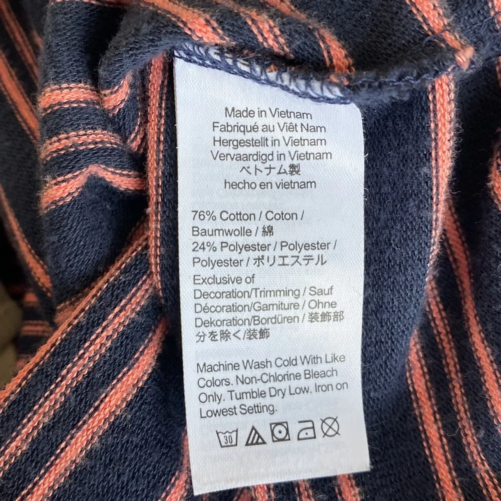 J. Crew navy blue striped drawstring hoodie medium - Image 6