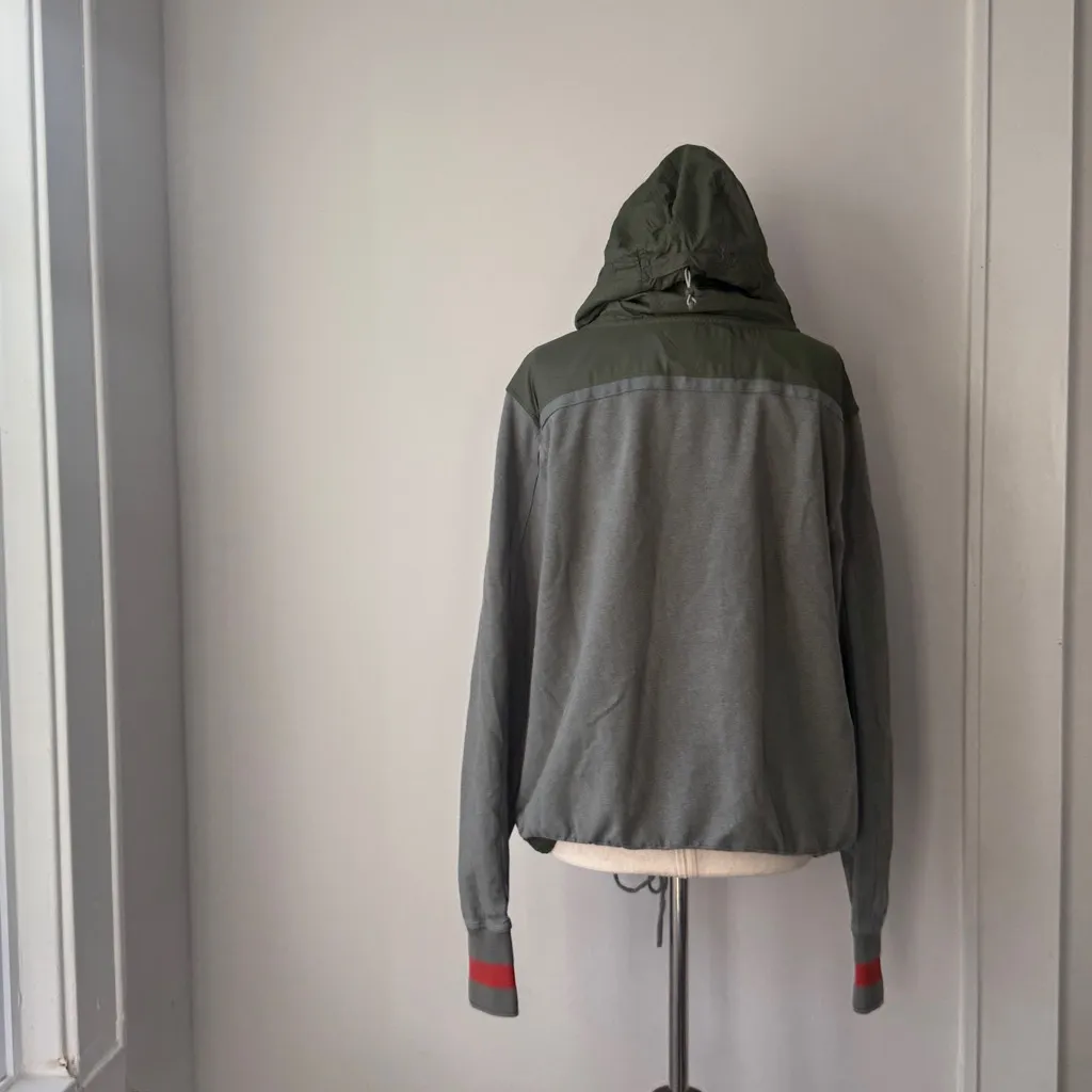 REI Women's Olive Green Hoodie with Red Details large Athletic Cotton Sweater Gray - Image 2