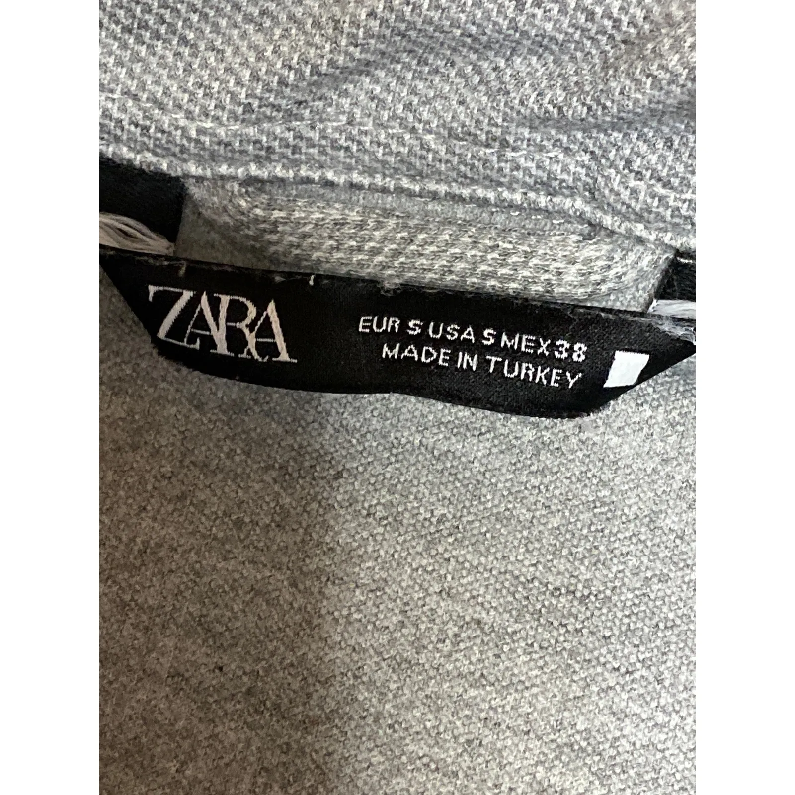 Zara Women's Gray Collared Long Sleeve Pockets Button Down Shirt Coat Jacket S - Image 3